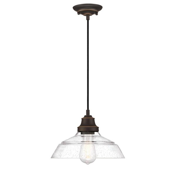 Westinghouse Pendant 60W Iron Hill 11In ORB High-Lights Clear Seeded Glass 6116600